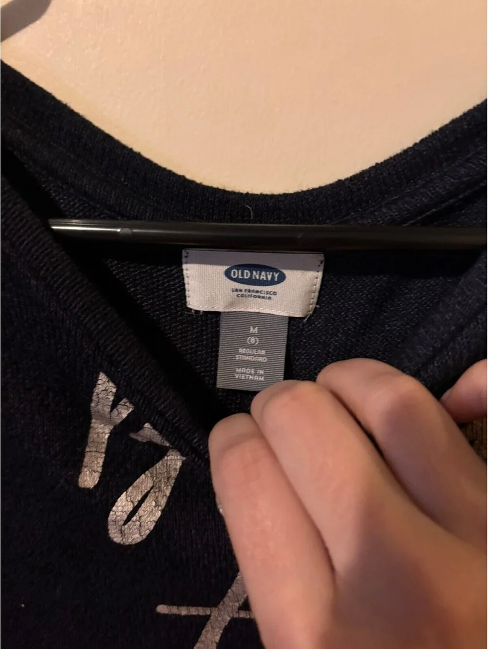 Old Navy Navy Blue 'Born to Shine' Long Sleeve Sweater Size M